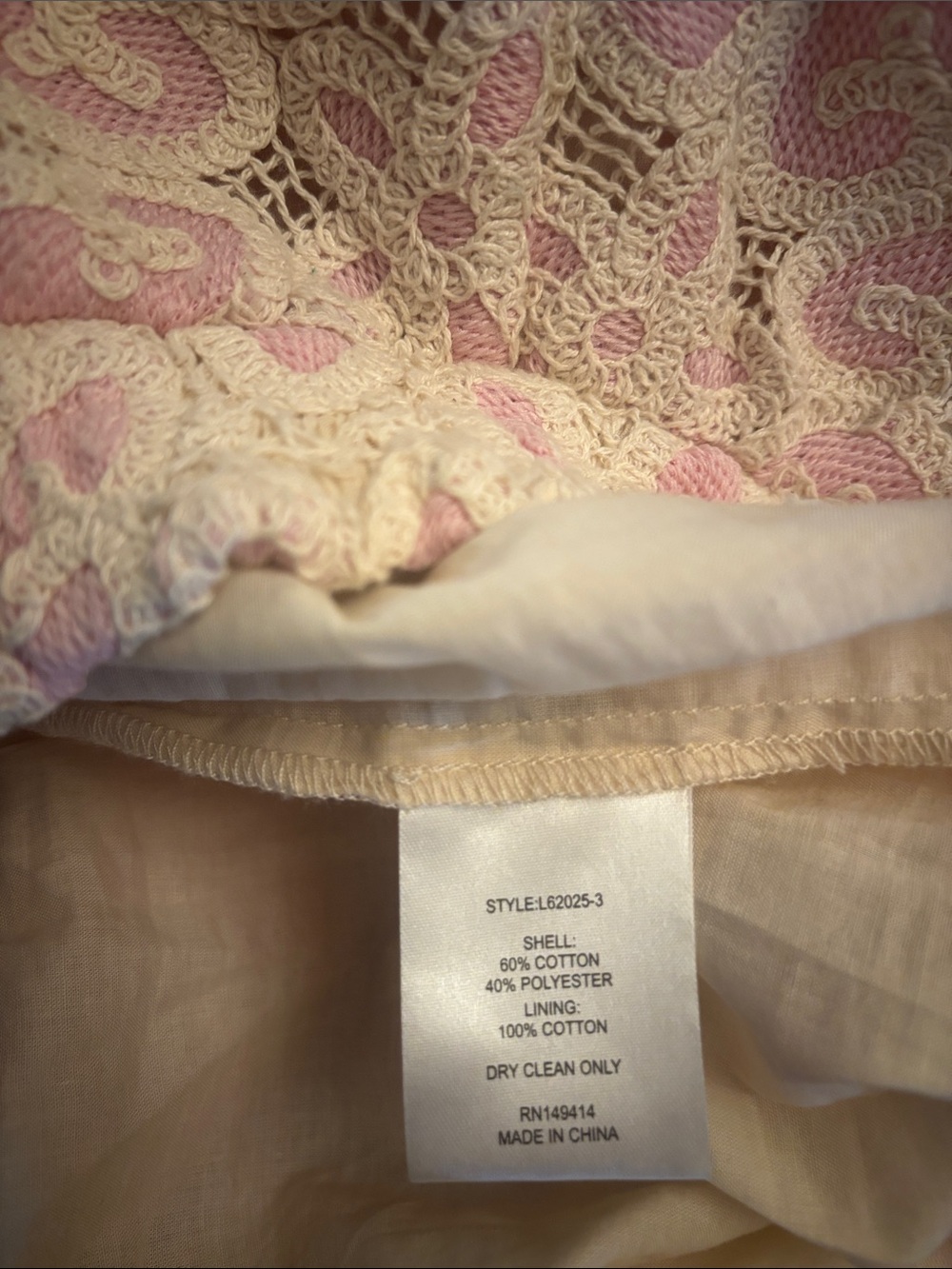 Johnny Was Cream and Light Pink Crochet Wide-Leg Crop pants - Picture 5 of 5